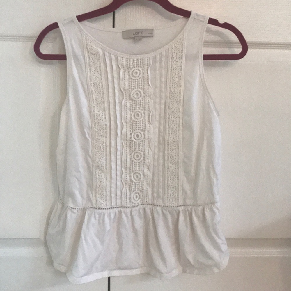 Loft petite small cotton peplum tank